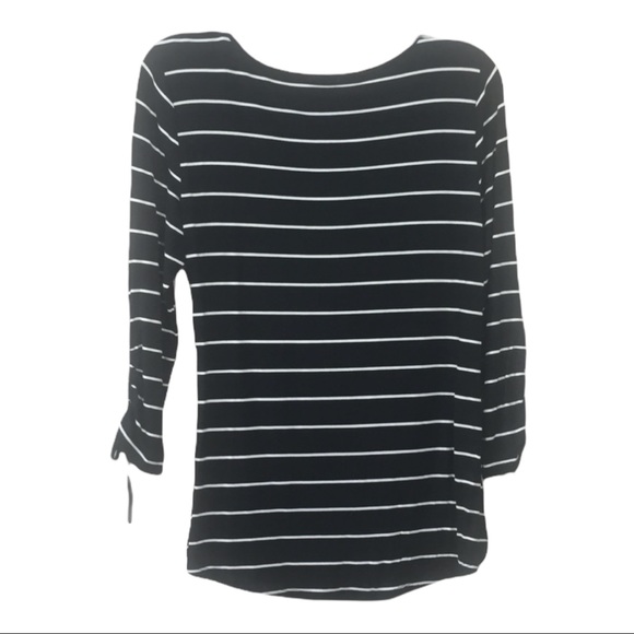 NWT Spense SzL Black White Striped Blouse - Picture 3 of 4